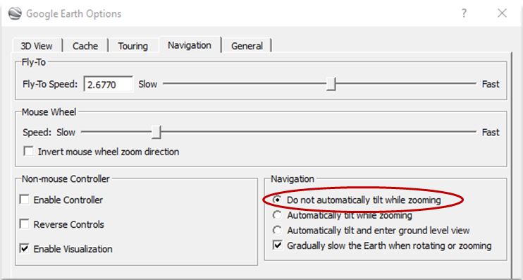 Google Earth Tilt While Zooming