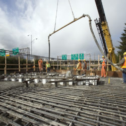 Central tram tower foundation pour